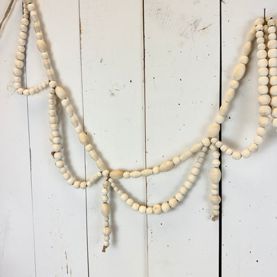 Natural Wood Bead Swag Garland