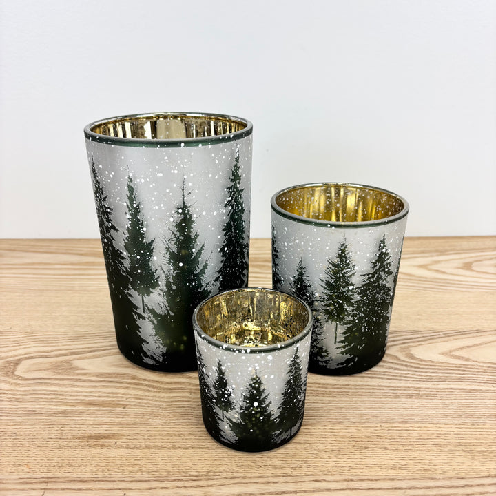 Evergreen Forest Glass Votive Holder - 3 Sizes