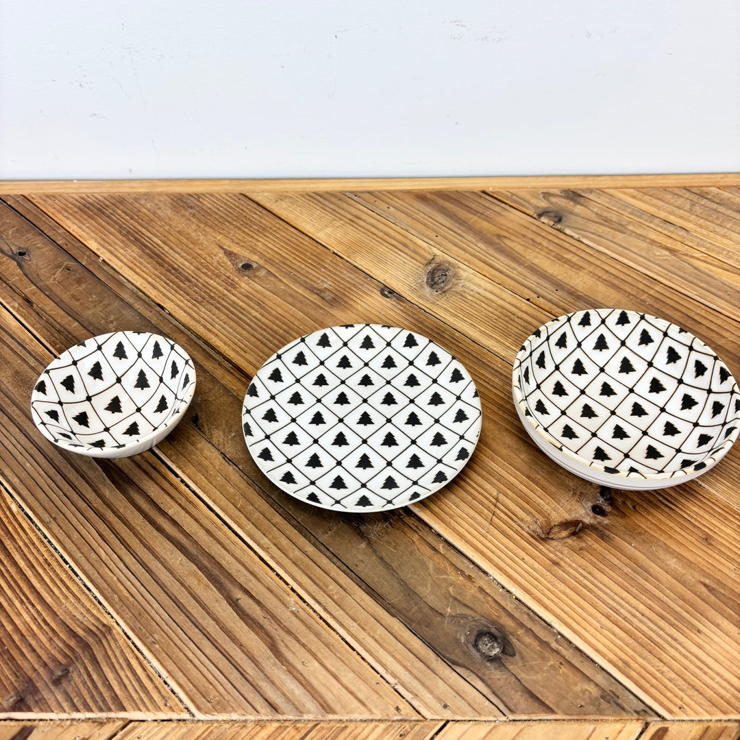 Tree Pattern Reactive Glaze Stoneware - 3 Styles