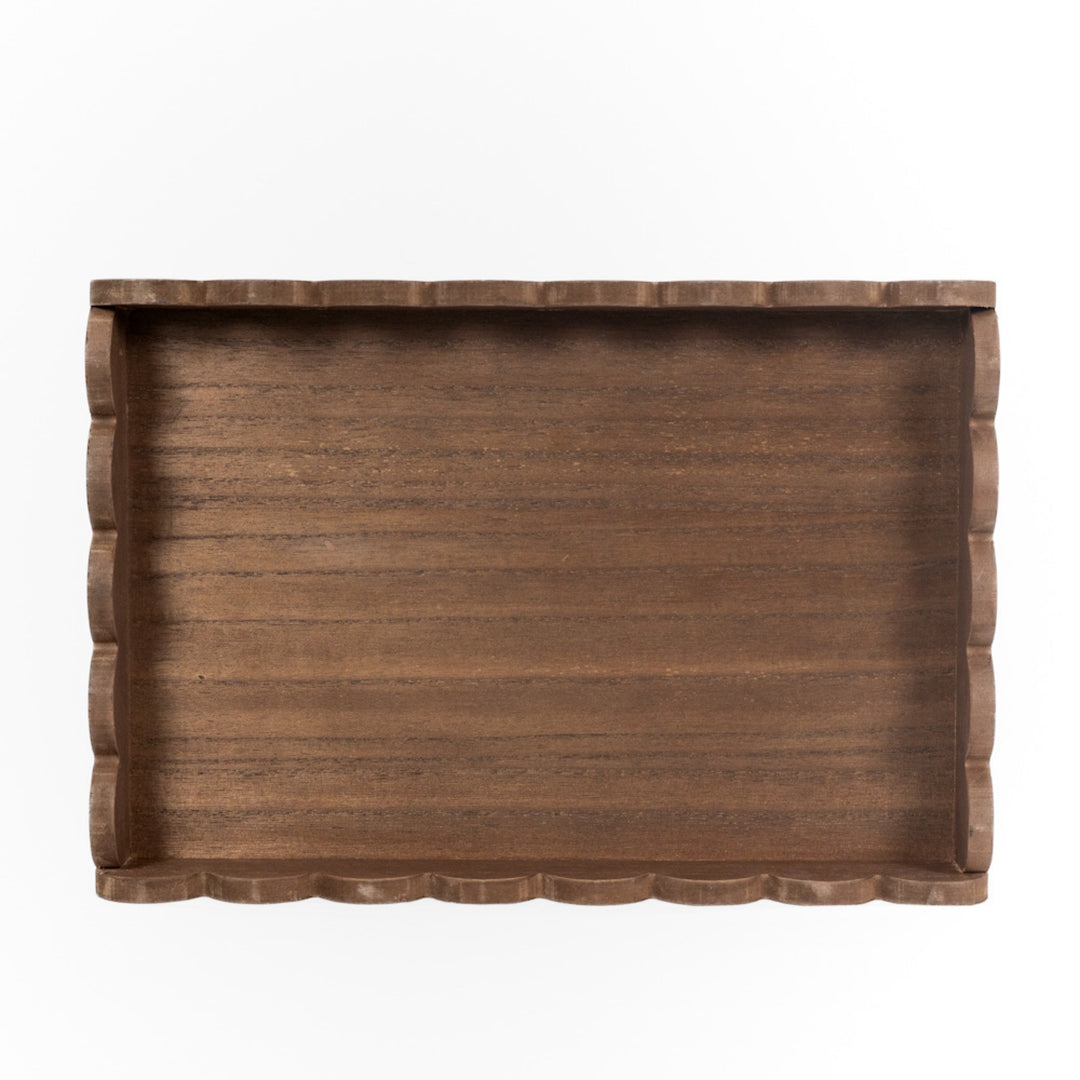 Wood Scallop Tray, 2 sizes, 4 colors