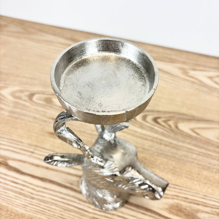 Cast Aluminum Deer Head Candle Holder