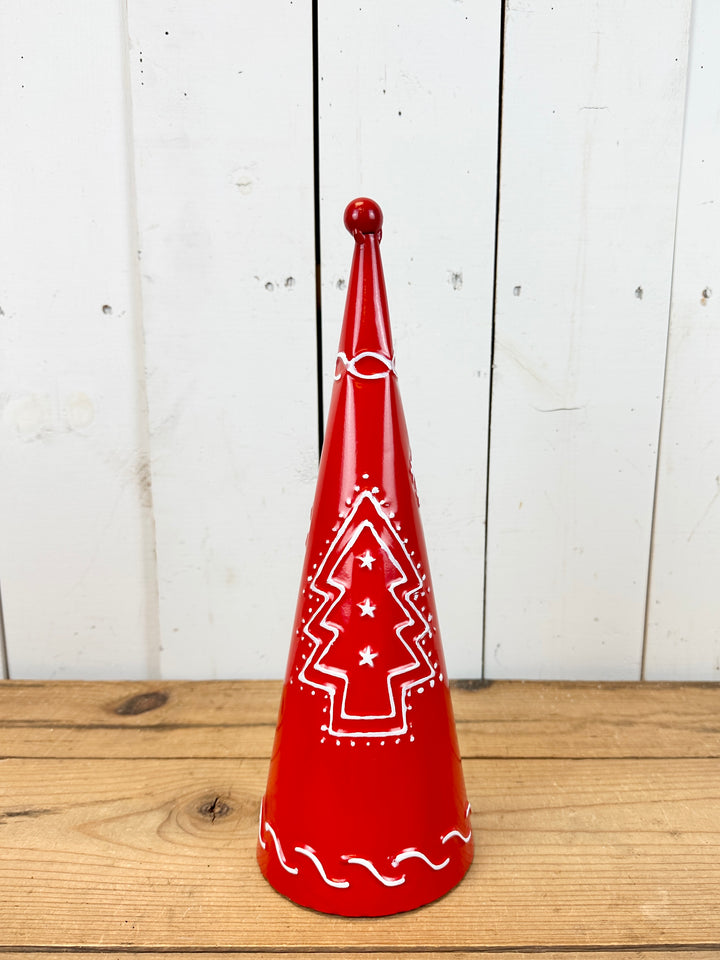 Red Metal Cone Trees