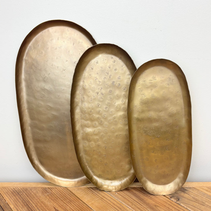 Antiqued Gold Iron Trays - 3 Sizes