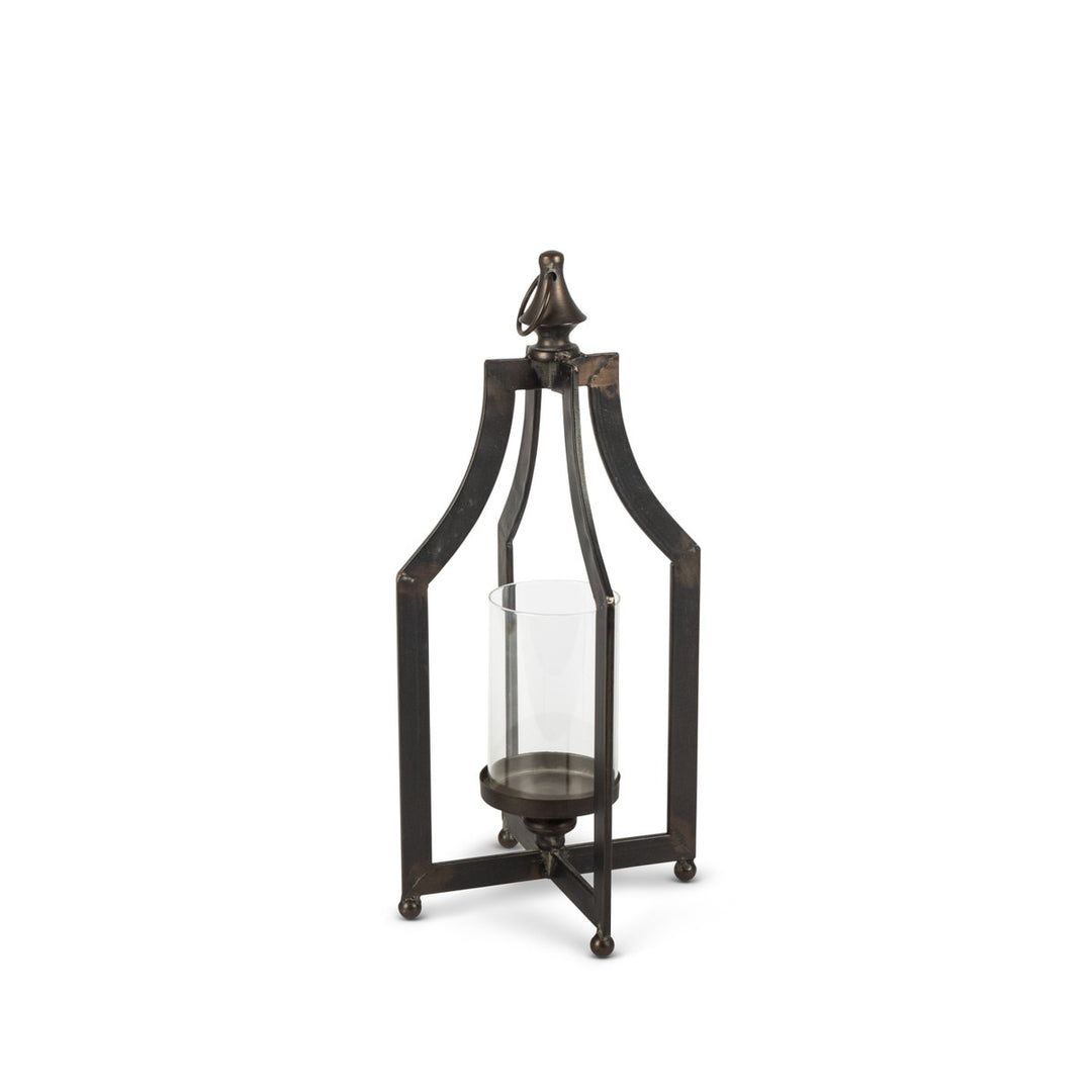 Black Metal Lantern with Glass Cylinder - 2 Sizes