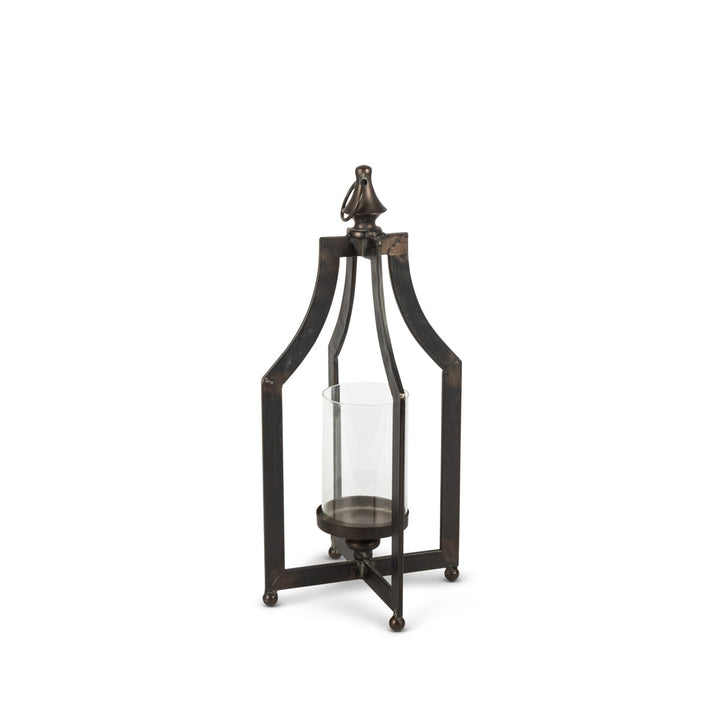 Black Metal Lantern with Glass Cylinder - 2 Sizes