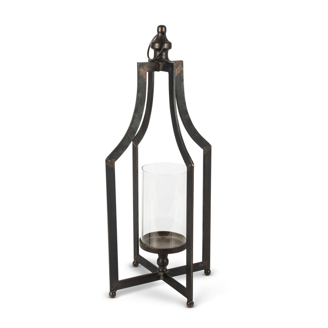 Black Metal Lantern with Glass Cylinder - 2 Sizes