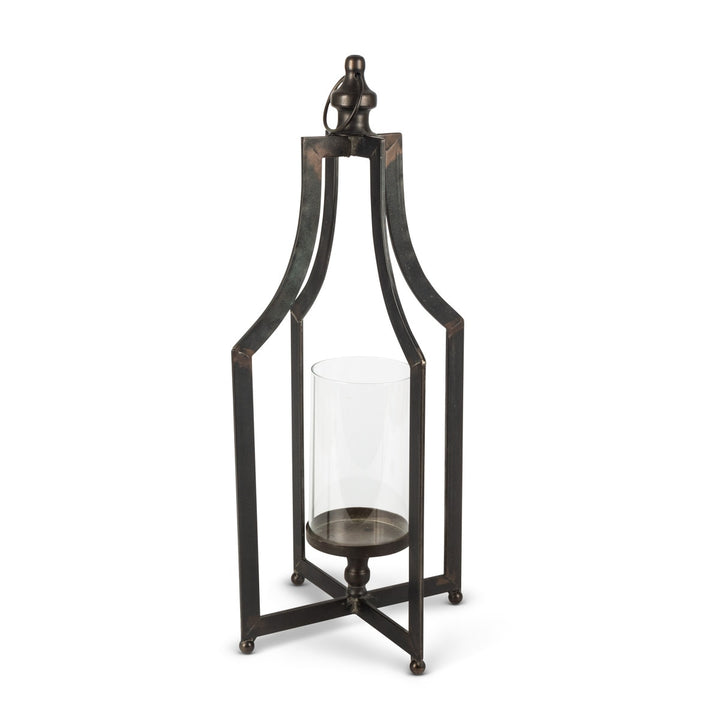Black Metal Lantern with Glass Cylinder - 2 Sizes