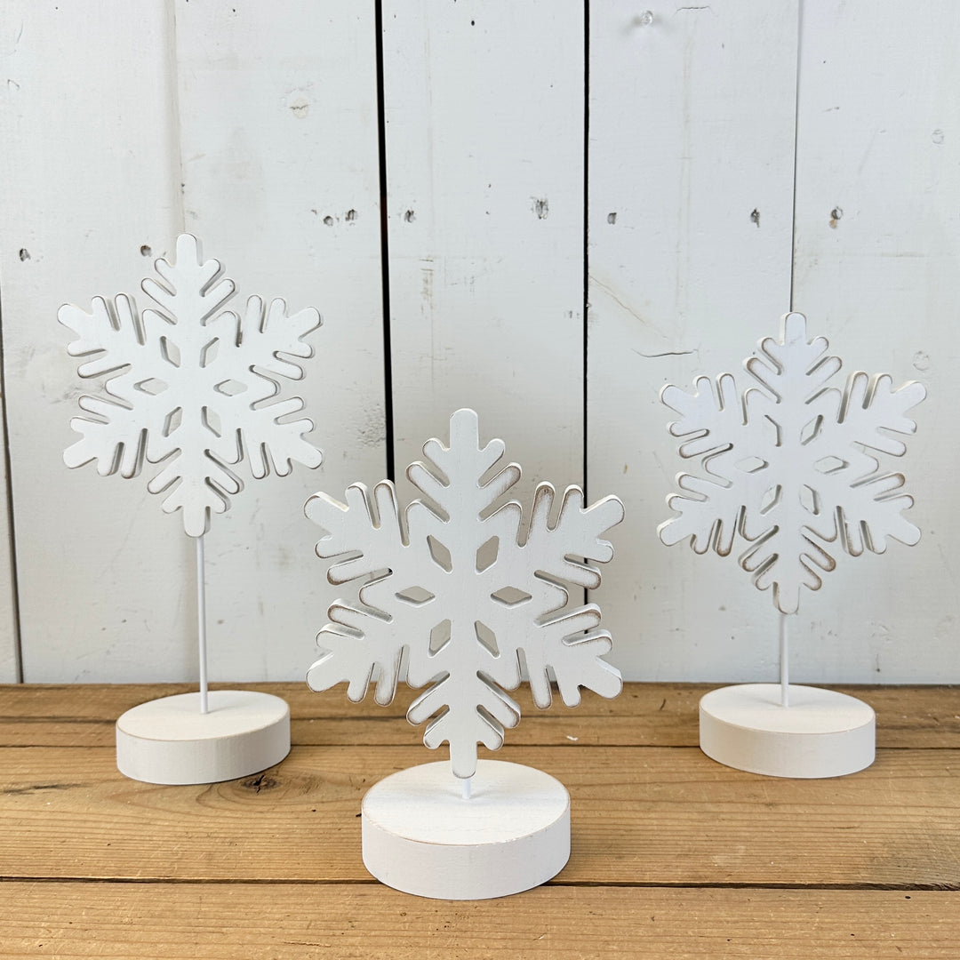 White Snowflakes on Stands