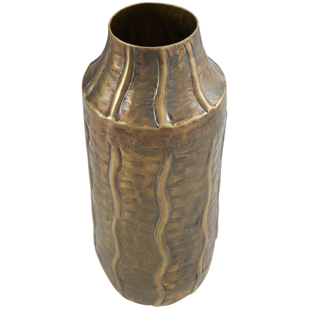 Metal Vase with Wavy Accents