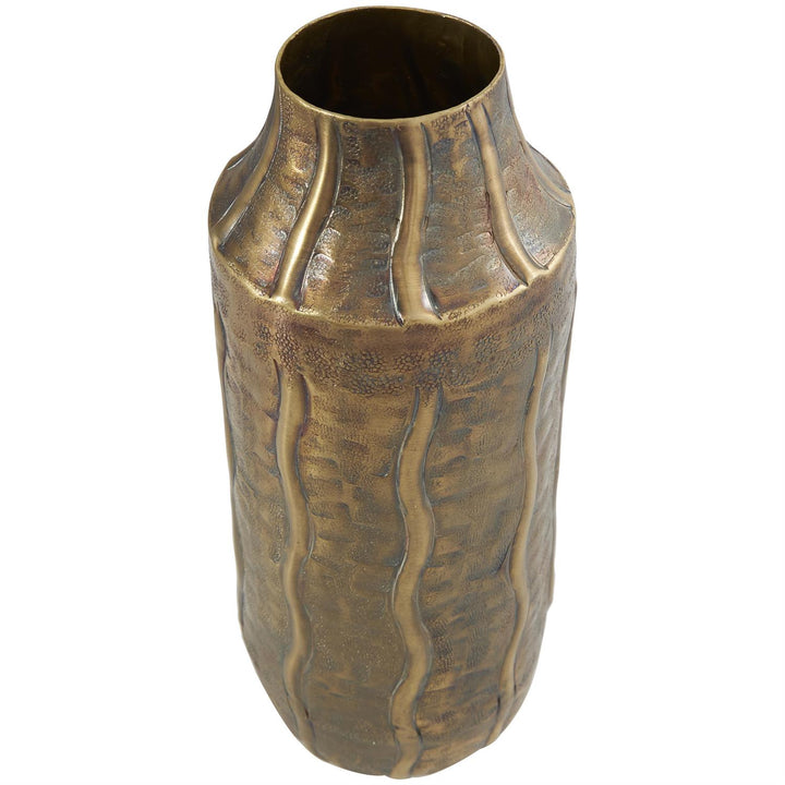 Metal Vase with Wavy Accents