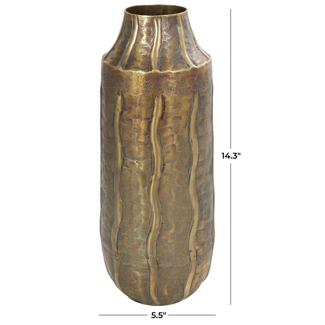 Metal Vase with Wavy Accents