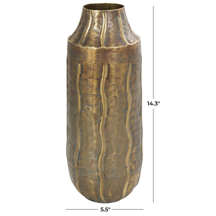 Metal Vase with Wavy Accents
