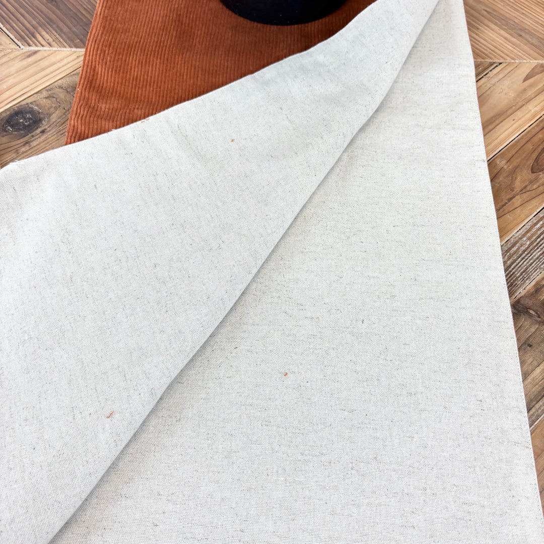 Pumpkin Spice Corduroy & Linen Table Runner with Frayed Tassels