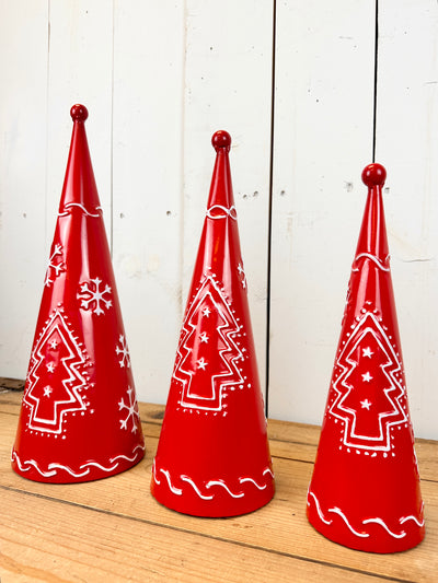 Red Metal Cone Trees