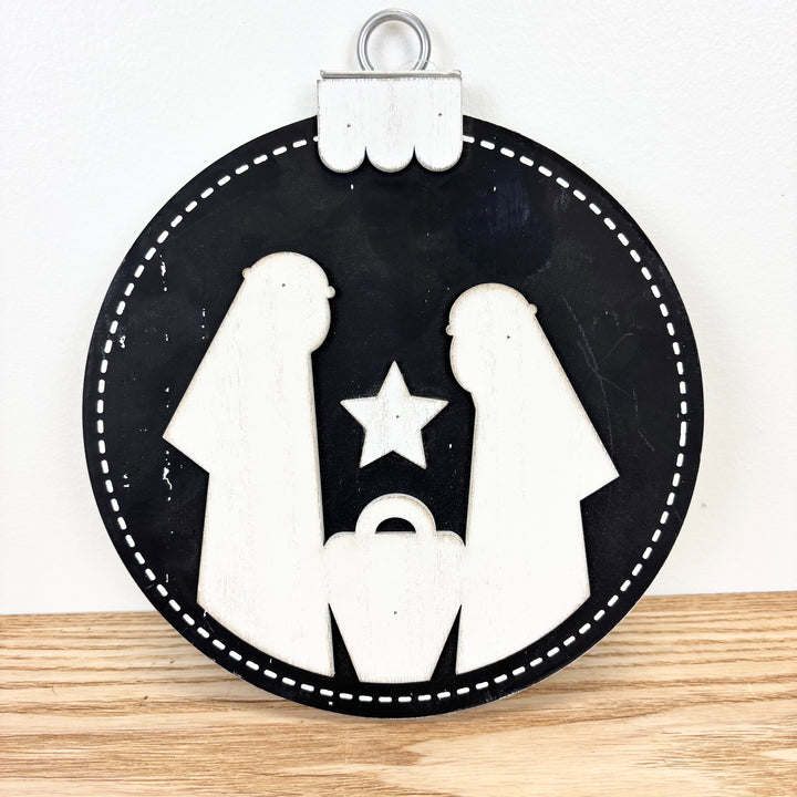 Reversible Nativity Wood Ornament