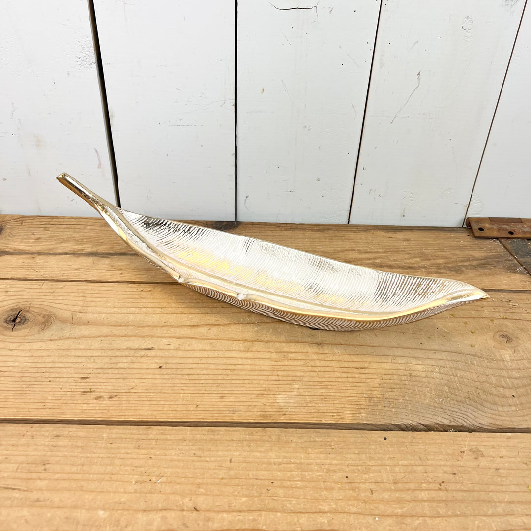 Gold and White Leaf Tray