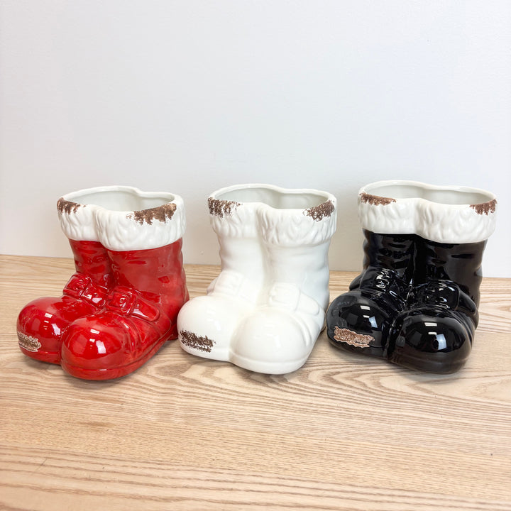 Ceramic Holiday Santa Boots - 3 Colors