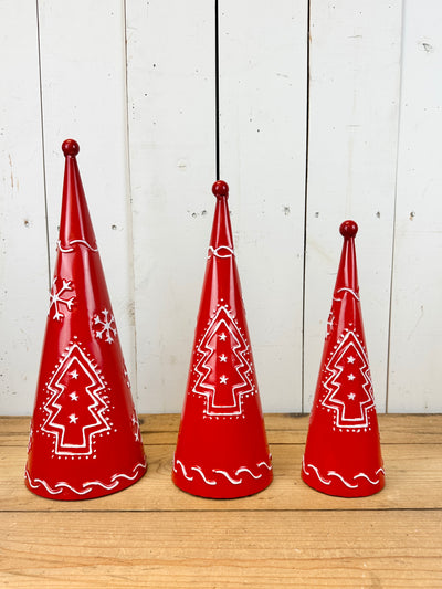 Red Metal Cone Trees