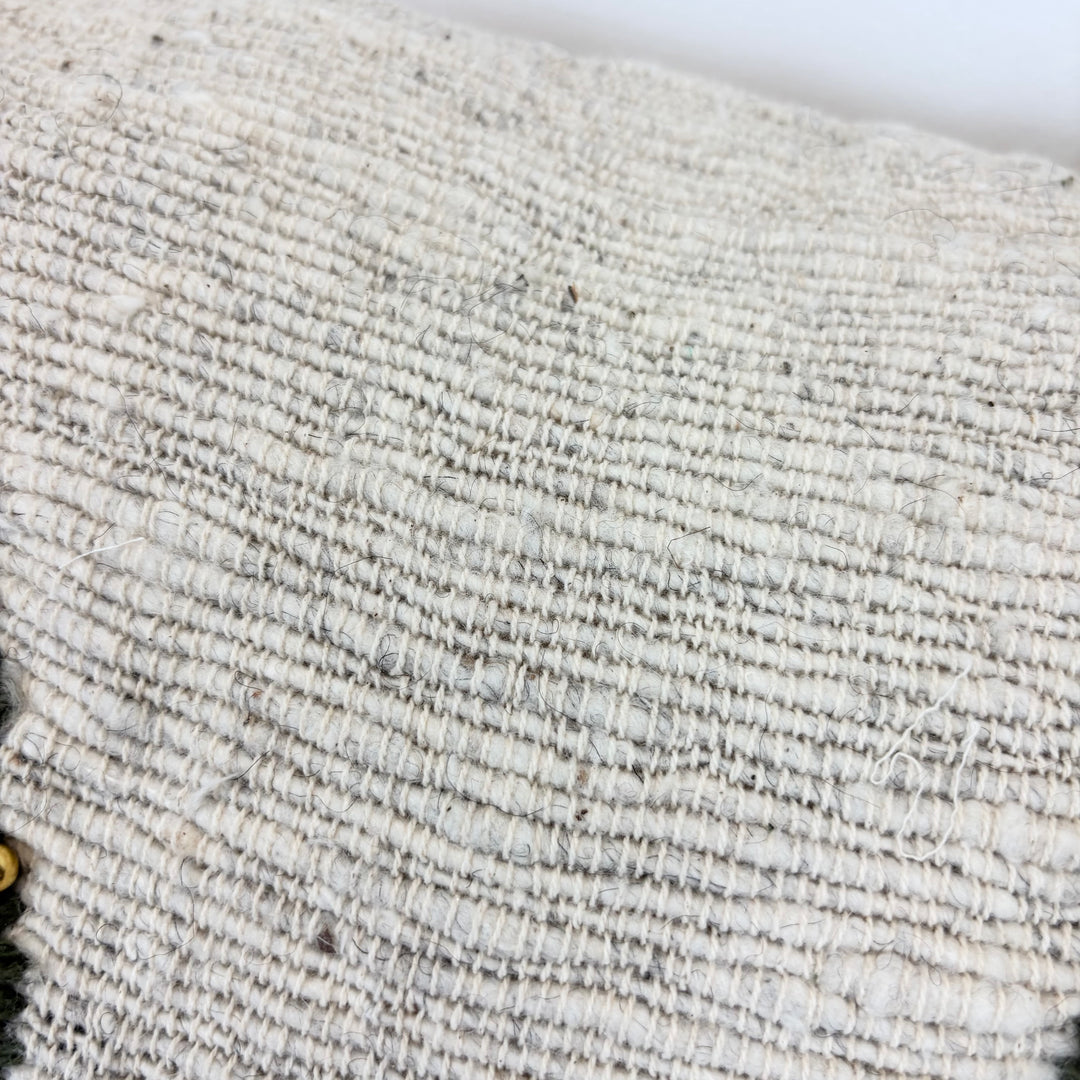 Embroidered Tree Hand-Woven Wool Lumbar Pillow
