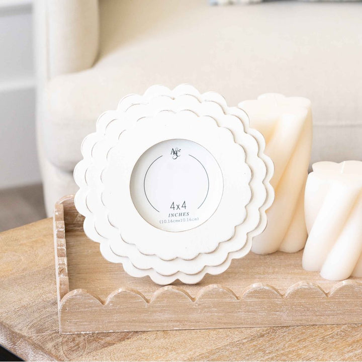 Wood Scallop Photo Frame, 4 sizes, 5 colors