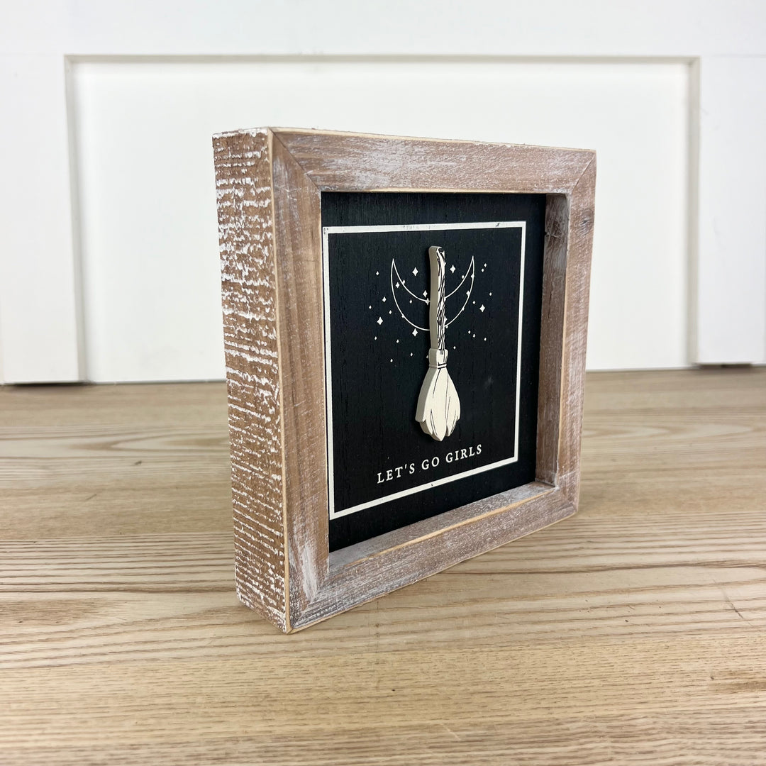 Broom/Pie Reversible Wood Frame Sign