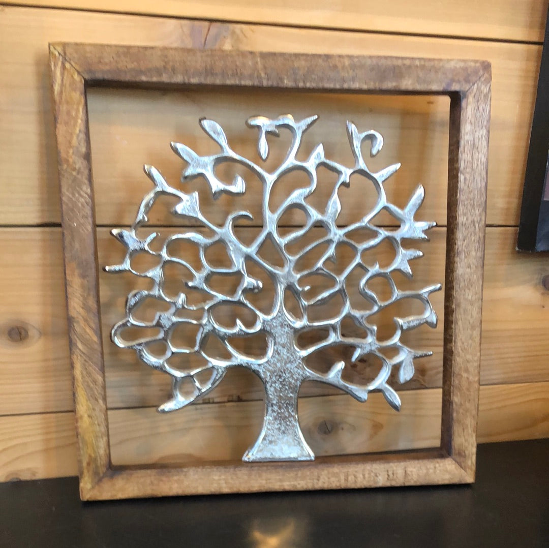 Cast Aluminum Tree in Wood Frame
