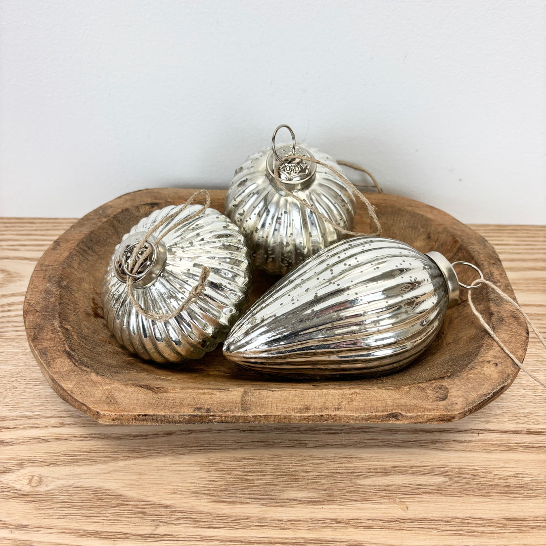 Mercury Glass Ornaments Set of 3 - 5 colors to choose from