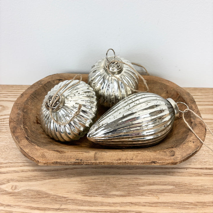 Mercury Glass Ornaments Set of 3 - 5 colors to choose from