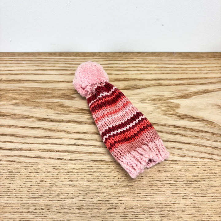Cotton Knit Hat Bottle Topper with Stripes & Pom Pom - 6 Styles