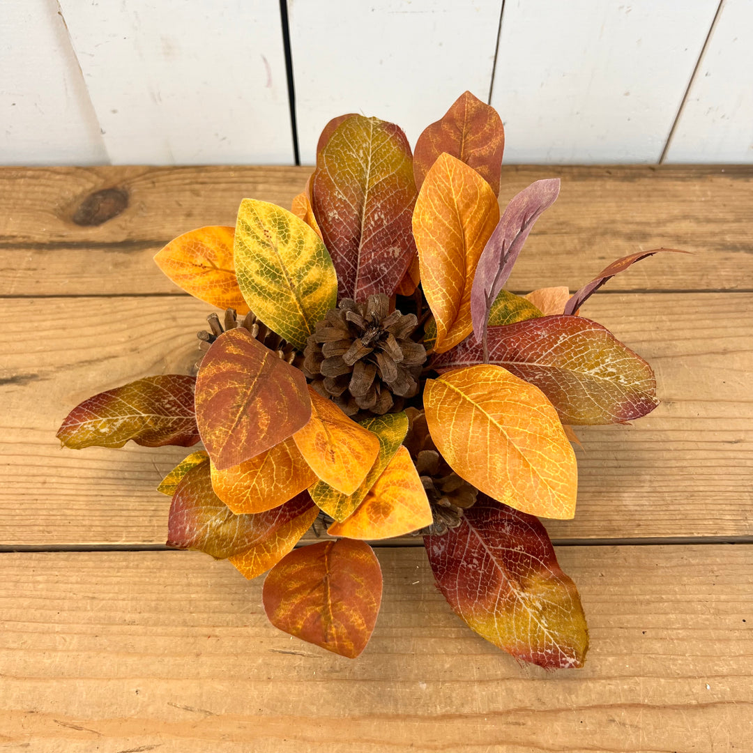 Warm Toned Fall Leaf Collection with Pinecones