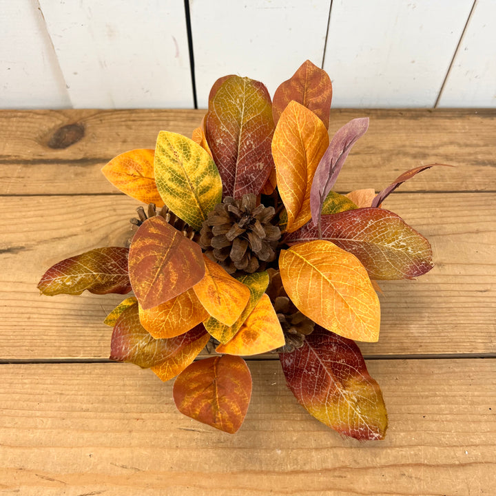 Warm Toned Fall Leaf Collection with Pinecones