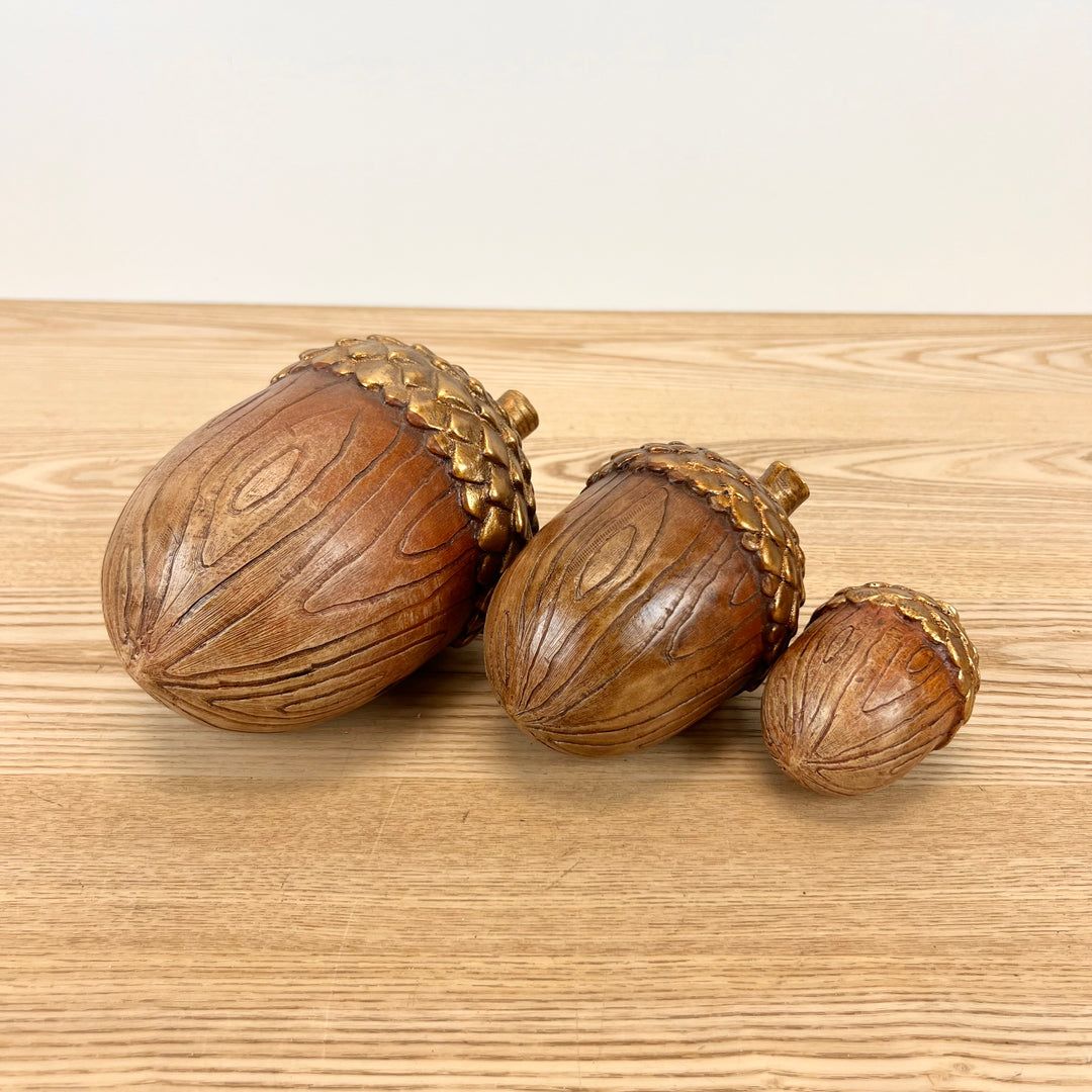 Gold Topped Acorns - Set of 3