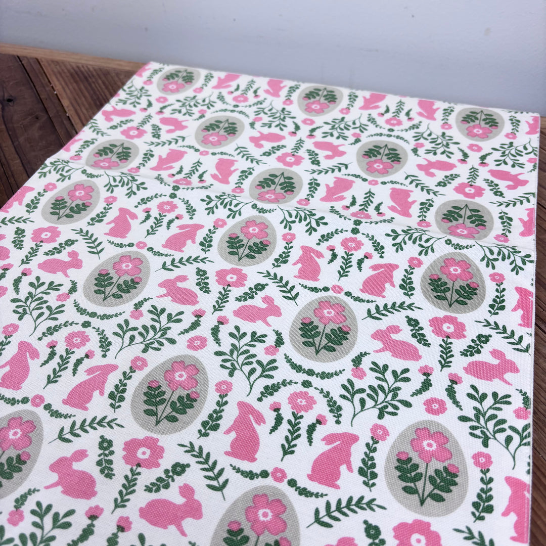 Pink Floral and Bunny Table Runner