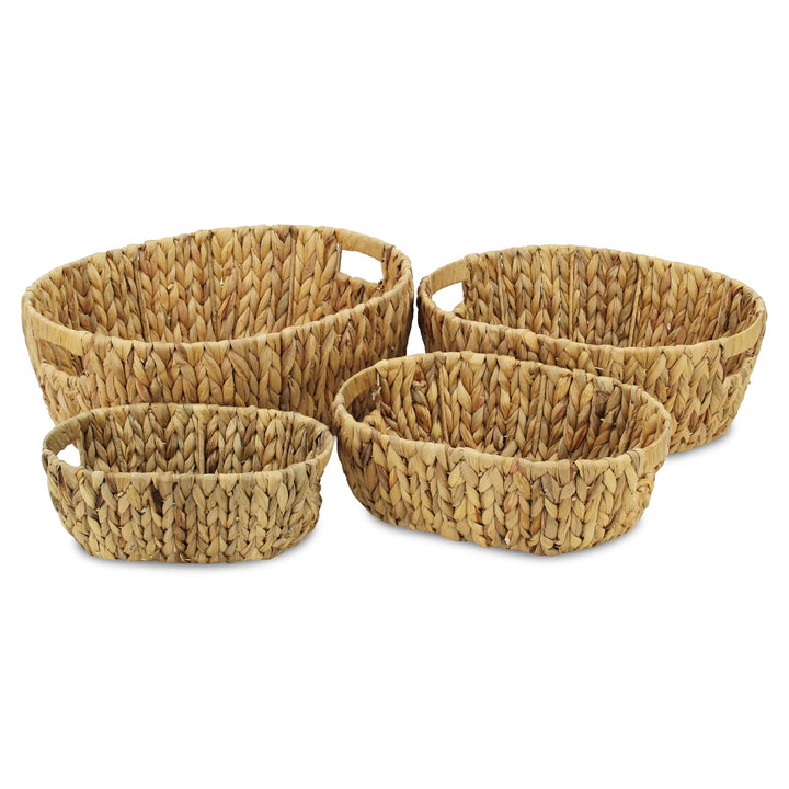 Water Hyacinth Woven Oval Storage Bins, Available in Four Sizes
