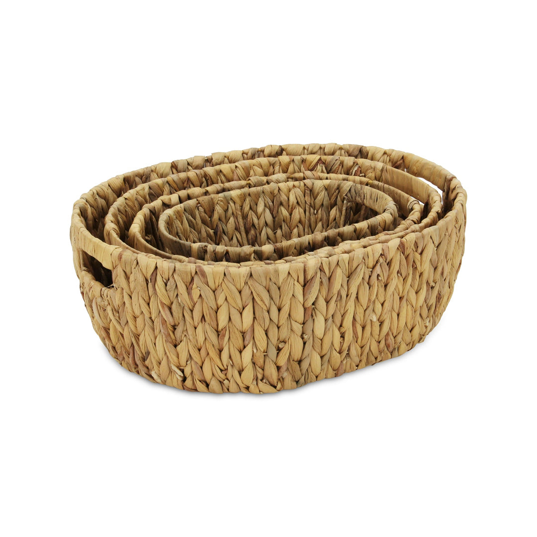 Water Hyacinth Woven Oval Storage Bins, Available in Four Sizes