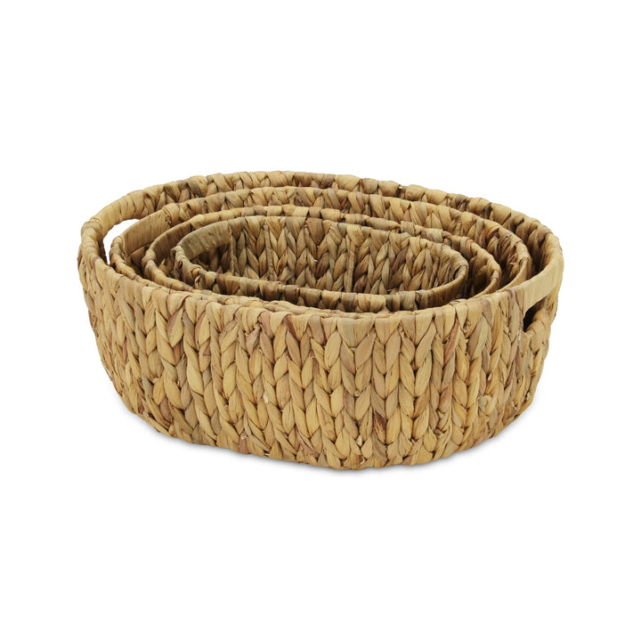 Water Hyacinth Woven Oval Storage Bins, Available in Four Sizes