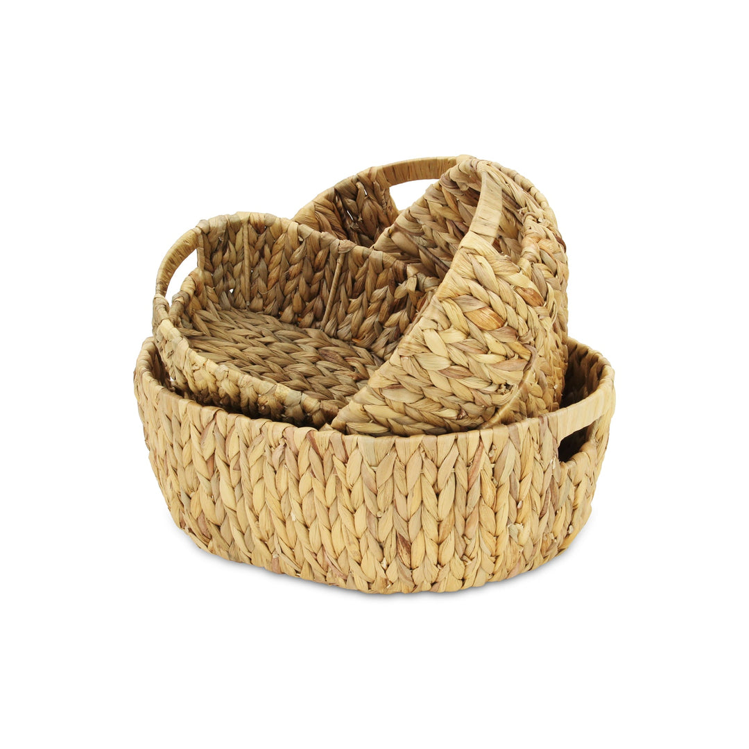 Water Hyacinth Woven Oval Storage Bins, Available in Four Sizes