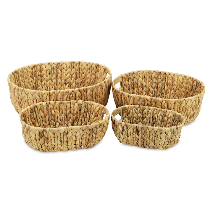 Water Hyacinth Woven Oval Storage Bins, Available in Four Sizes