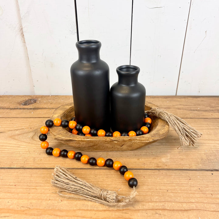 Black and Orange Bead Garland with Tassels