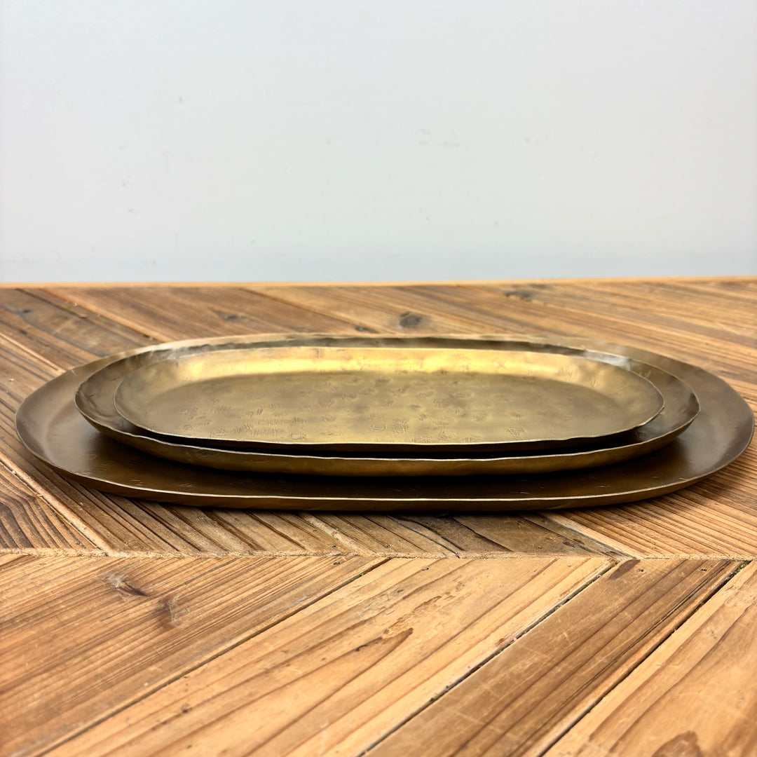 Antiqued Gold Iron Trays - 3 Sizes