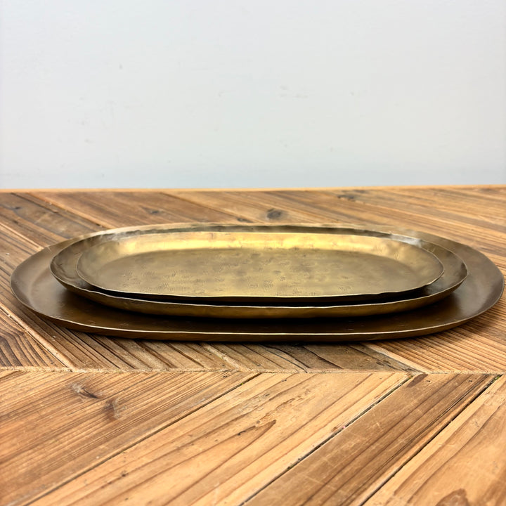 Antiqued Gold Iron Trays - 3 Sizes