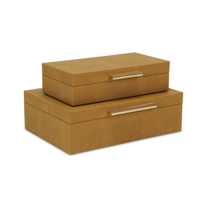 Rectangle Shagreen Brown Boxes, 2 Sizes Available