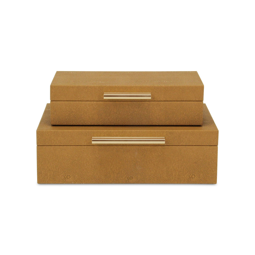 Rectangle Shagreen Brown Boxes, 2 Sizes Available