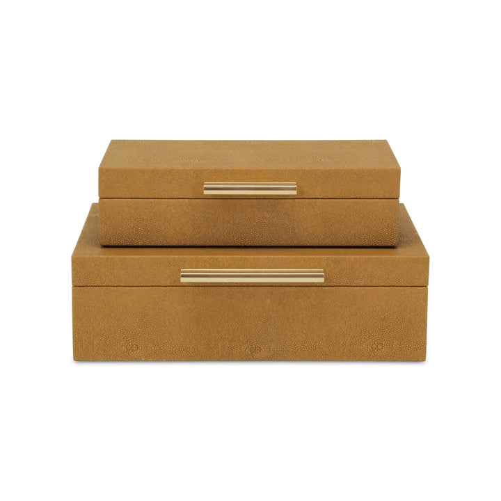 Rectangle Shagreen Brown Boxes, 2 Sizes Available