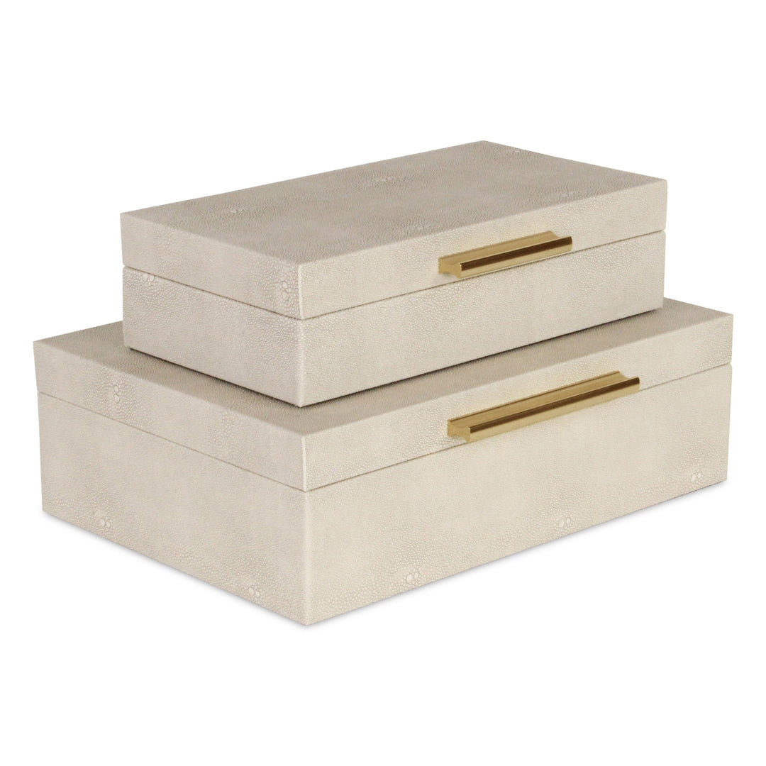 Rectangle Shagreen Cream Boxes, 2 Sizes Available