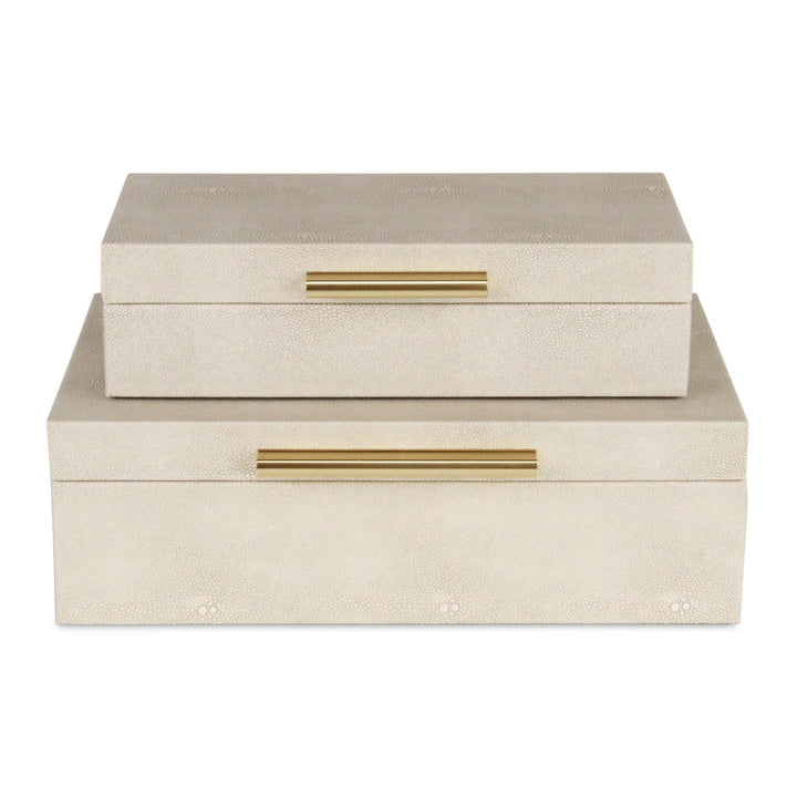 Rectangle Shagreen Cream Boxes, 2 Sizes Available