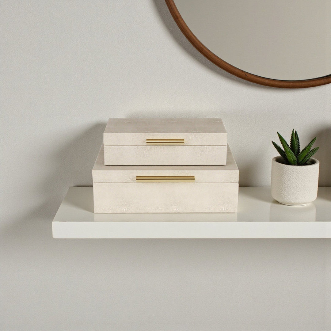Rectangle Shagreen Cream Boxes, 2 Sizes Available