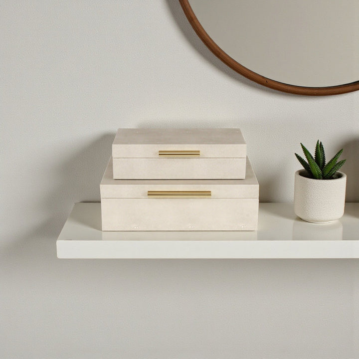 Rectangle Shagreen Cream Boxes, 2 Sizes Available