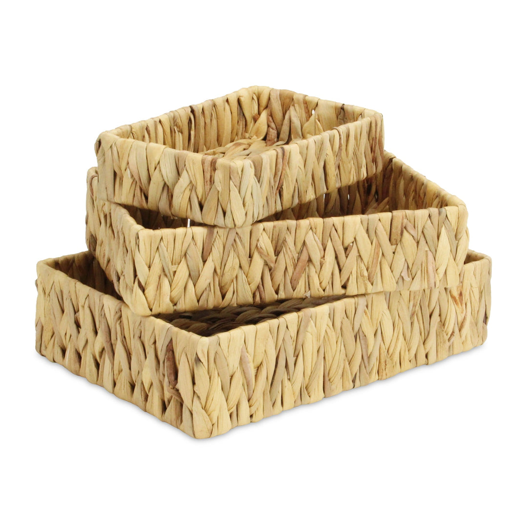 Water Hyacinth Woven Rectangular Baskets, Available in 3 Sizes