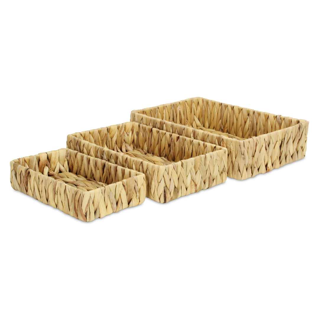 Water Hyacinth Woven Rectangular Baskets, Available in 3 Sizes